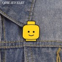 Broche de escritório 2,5 x 3 cm Liga de zinco Cabeça de boneco lego Amarelo distintivo decorativo para casaco mochila bolsa 5