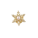 Broche de moda 1,8 cm Copo de nieve perlado Broche de metal elegante con perlas sintéticas Accesorio invernal estiloso 1