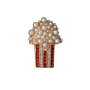 Broche de moda con comida 1–7,3 cm Motivos de frutas y snacks Palomitas piña frijoles Aleación de zinc con piedras decorativas Accesorio decorativo 4