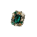 Broche de mode luxueuse en forme rectangulaire avec des pierres précieuses, des perles et des strass, design géométrique élégant, alliage 3