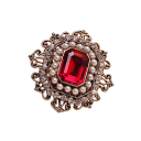 Broche de mode luxueuse mandala ornée de pierres précieuses et de perles forme ornementale élégante alliage de zinc bijou frappant 2