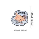 Broche de oficina 2,9 x 3,2 cm Gato con el texto „¡estoy bien!” Broche de metal de aleación de zinc Accesorio de moda para ropa Regalo 3