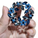 Broche de pedras luxuoso 4 x 4 mm em forma de anel Coroa de folhas coloridas com flores Liga de zinco Joia elegante 3