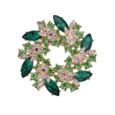 Broche decorativa de lujo 40 x 40 mm Hojas en forma de anillo Aleación de zinc con piedras brillantes Accesorio decorativo elegante joya de lujo 3