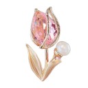 Broche mini mode Tulipe en cristal Motif floral végétal Élégant accessoire de bijou délicat avec des pierres scintillantes 2