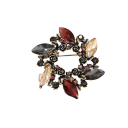 Broche oscuro de lujo Corona redonda con piedras de flores y hojas Tonos de otoño negro burdeos dorado Aleación de zinc 1
