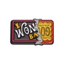 Broche Wonka chocolade gouden ticket cca 3 x 1,8 cm metalen gekleurde speld voor rugzak kleding fanartikel 1