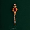 Broches de moda – insignias 1–6,5 cm Formas decorativas reales Cetro abanico lazo Aleación de zinc con piedras y perla 1