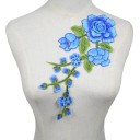 Broderad applikation med blommotiv 30 x 16 cm Dekorativt tygmärke för kläder Polyester 3