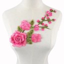 Broderad applikation med blommotiv 30 x 16 cm Dekorativt tygmärke för kläder Polyester 4