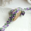 Broderet blonderbånd med blomstermotiv 2 cm x 91 cm Dekorativt blonderbånd Polyesterblonde til syning dekoration af tøj 3