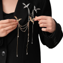 Broșă de birou 18,4 x 14,3 cm Fenix în flăcări 2 în 1 Metal cupru Accesoriu vestimentar elegant cu franjuri lungi și delicate 3