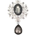 Broșă de cristal la modă 4,5 x 2,5 cm Accesoriu elegant din aliaj de zinc cu acril Pietre decorative multicolore Broșă pentru palton, rochii și sacou 22