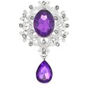 Broșă de cristal la modă 4,5 x 2,5 cm Accesoriu elegant din aliaj de zinc cu acril Pietre decorative multicolore Broșă pentru palton, rochii și sacou 12