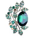 Broșă de modă luxoasă cu drahocon mandliform și motiv de frunză din pietricele Crystale decorative Aliat de zinc Bijuterie elegantă 3