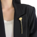 Broșă în formă de frunză vintage lucioasă cca 10,7 cm accesoriu metalic pentru costum rochii corsaj bijuterie elegantă 3