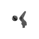 Broșă KARMA bumerang cca 3,3 x 1,3 cm insignă alb-negru cu text și motivul unei mâini pentru geacă rucsac accesoriu original 2