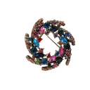 Broșă luxoasă din pietre decorative în formă de inel Pietre colorate Aliaj de zinc Bijuterie decorativă elegantă pentru ținute festive 2