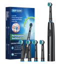 Brosse à dents électrique rotative pour adultes Blanchiment des dents Tête ronde 3D Poils doux Brosse rechargeable 4 têtes de rechange Nettoyage efficace 1