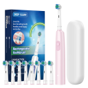 Brosse à dents électrique rotative pour adultes Blanchiment des dents Tête ronde 3D Poils doux Brosse rechargeable 8 têtes de rechange Nettoyage efficace 3