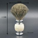 Brosse à raser professionnelle diamètre de la tête 60 mm hauteur 115 mm Poils de blaireau Base en métal avec manche en résine Soins de la barbe et des cheveux 5