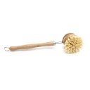Brosse à vaisselle 23 x 4 x 4 cm Poignée en bois Poils naturels Tête rotative Crochet en métal Brosse de nettoyage de cuisine 2