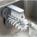 Brosse à vaisselle pour verres avec ventouses Nettoyage intérieur et extérieur en même temps Fixation au fond ou au mur de l'évier Plastique PP et PVC 2
