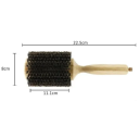 Brosse de coiffure ronde professionnelle pour cheveux avec poils de sanglier Poignée en bois 22,5×8×11,1 cm Brosse de coiffage pour coiffures lisses, ondulées et bouclées 2