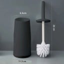 Brosse de toilettes avec support, longue poignée 26 cm, support 11,3 × 37 × 9,5 cm, ensemble en plastique pour le nettoyage des toilettes 6