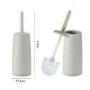 Brosse de toilettes avec support, longue poignée 26 cm, support 11,3 × 37 × 9,5 cm, ensemble en plastique pour le nettoyage des toilettes 7
