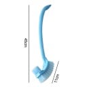 Brosse de WC en plastique double face avec long manche 45 × 11 cm poils doux brosse courbée pour toilettes accessoire de salle de bain 3