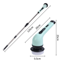 Brosse électrique rotatif sans fil 125 cm avec tige télescopique 6 têtes 3000mAh chargement USB-C brosse de nettoyage en matériau ABS 2