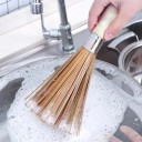 Brosse en bambou pour laver la vaisselle et les poêles 2 pcs Poignée en bois avec boucle pour accrocher Un faisceau de fibres de bambou Longueur 3