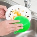 Brosse en silicone pour la vaisselle Éponge de lavage ronde avec anse de suspension Silicone flexible avec poils Pour assiettes 9