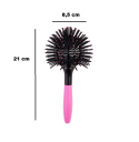 Brosse ronde 3D pour cheveux 21 x 8,5 cm Brosse de salon résistante à la chaleur pour démêler et sécher les cheveux soin professionnel 3