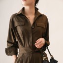 Brown Women's Shirt Jumpsuit 4