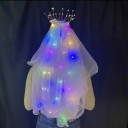 Bruidsvoile met LED-verlichting Tiara met parels Gloeiende haaraccessoire voor vrijgezellenfeest bruiloft viering 2