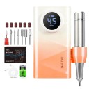 Bruska na nehty 24 W s otáčkami 0 až 45000 ot./min akumulátorová a tichá 13,8 x 7,3 cm s displejem a USB-C nabíjením v ombré designu 3