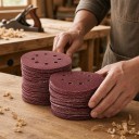 Brusné papiere 125 mm na suchý zips 50 ks Zrnitost 1200 S 8 otvorov Oxid hlinitý Červenohnedé Pre excentrickú brúsku Na drevo aj kov 2