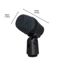 Bubnový mikrofon malý s klipovým držákem 64,4 x 40,8 mm kovová mřížka naklápěcí uchycení černý na nahrávání bicích a zkoušku 2