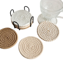 Bucăți de bumbac absorbante pentru cană cu design minimalist, diametru 11 cm, suporturi din bumbac cu căptușeală nețesută pentru masa de cafea 2