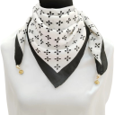Bufanda blanca y negra para mujer con patrón floral Accesorio ligero de poliéster Bufanda elegante de un solo color con un delicado motivo floral para un estilo diario 4