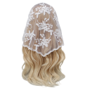 Bufanda de encaje romántica 130 x 45 cm Bufanda triangular para la cabeza y el cuello Diadema floral Accesorio ligero y plegable Cuatro 7