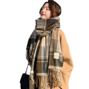 Bufanda de mujer de cuadros Bufanda de acrílico con flecos Cálida suave complemento de moda para otoño e invierno Bufanda estilosa y cómoda para un uso elegante diario 1