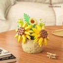 Building Set Flower Pot with Sunflowers 6.5 × 5.5 × 6.6 cm Decorative Model from Blocks Elegant Home Accessory 2
