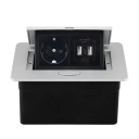 Built-in Retractable Socket 1× EU + 2× USB A + 1× USB C 153 × 117 mm Aluminium Cover 250 V with Slow Retract for Worktop 1