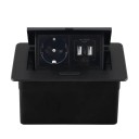 Built-in Retractable Socket 1× EU + 2× USB A + 1× USB C 153 × 117 mm Aluminium Cover 250 V with Slow Retract for Worktop 3
