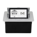 Built-in Retractable Socket 1× EU + 2× USB A + 1× USB C 153 × 117 mm Aluminium Cover 250 V with Slow Retract for Worktop 2