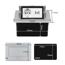 Built-in Retractable Socket 1× EU + 2× USB A + 1× USB C 153 × 117 mm Aluminium Cover 250 V with Slow Retract for Worktop 8