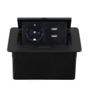 Built-in Retractable Socket 1× EU + 2× USB A 153 × 117 mm Aluminium Panel 250 V with Slow Release Button for Worktop 1